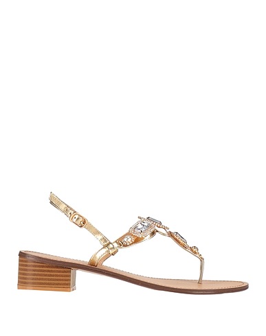 GAI MATTIOLO Flip flops Gold Textile fibres