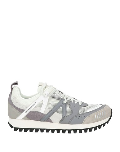EMPORIO ARMANI Sneakers Grey Leather, Textile fibres