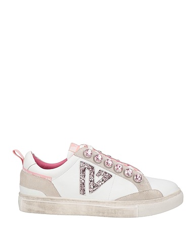 EMANUÉLLE VEE Sneakers White Leather, Textile fibres