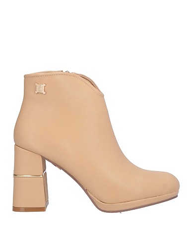 LAURA BIAGIOTTI Ankle boot Beige Textile fibres