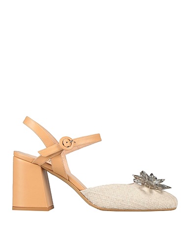 TIFFI Pumps Beige Leder, Gewebefasern