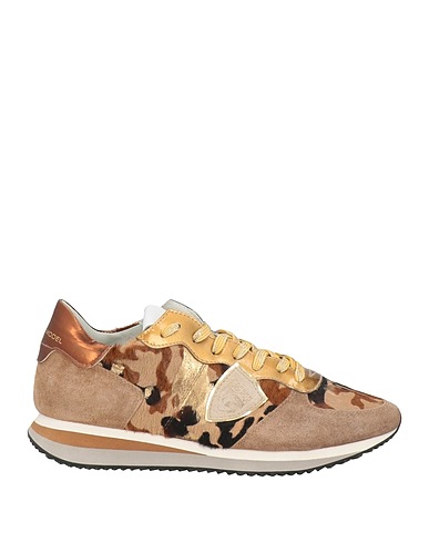 PHILIPPE MODEL Sneakers Beige Leather, Textile fibres