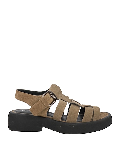 ELENA IACHI Sandals Military green Leather