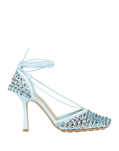 BOTTEGA VENETA Pump Sky blue Leather, Textile fibers