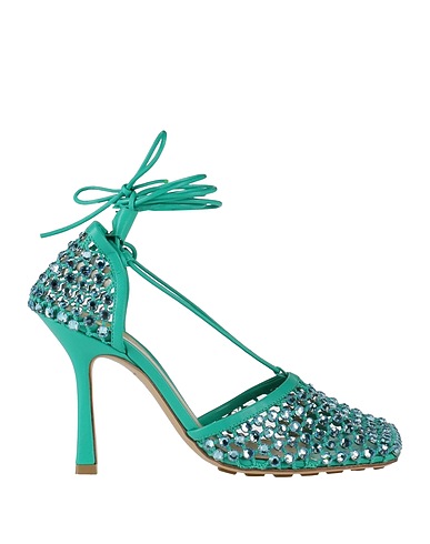 BOTTEGA VENETA Court Emerald green Leather, Textile fibres