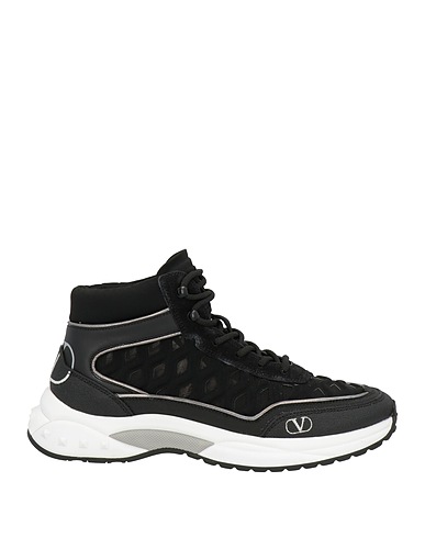 VALENTINO GARAVANI Sneakers Black Leather, Textile fibers