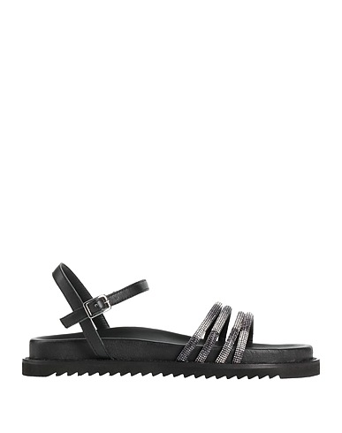 CB FUSION Sandals Black Leather, Other Fibres
