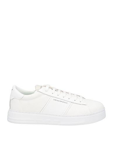 EMPORIO ARMANI Sneakers White Leather, Textile fibers