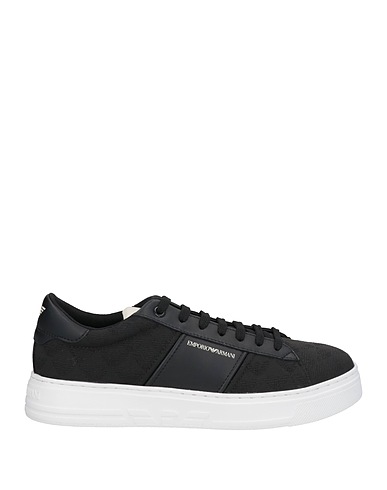 EMPORIO ARMANI Sneakers Black Leather, Textile fibers