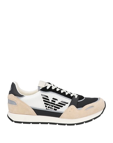 EMPORIO ARMANI Sneakers Black Leather, Textile fibers