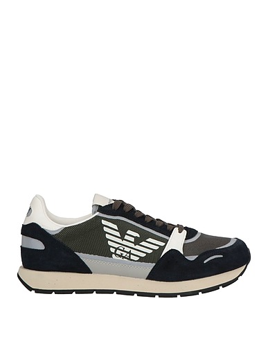 EMPORIO ARMANI Кеды и кроссовки Шалфейно-зелёный Кожа, Текстильное волокно