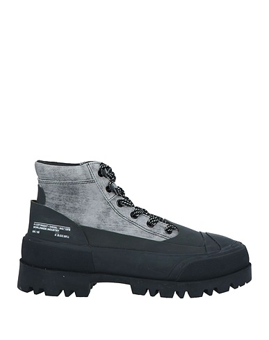DIESEL Ankle boot Black Leather, Textile fibers