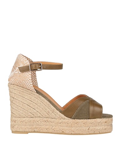 CASTAÑER Espadrilles Militärgrün Leder, Gewebefasern