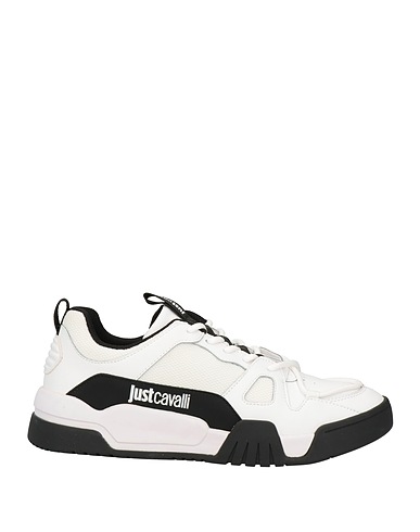 JUST CAVALLI Sneakers White Leather, Polyurethane, Textile fibers