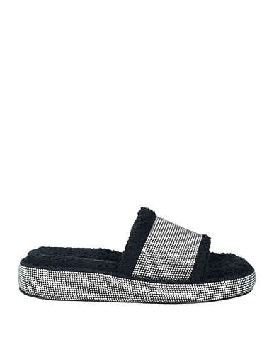 DOLCE&GABBANA Πέδιλο Μαύρο 90% Βαμβάκι, 10% Δέρμα κατσίκας