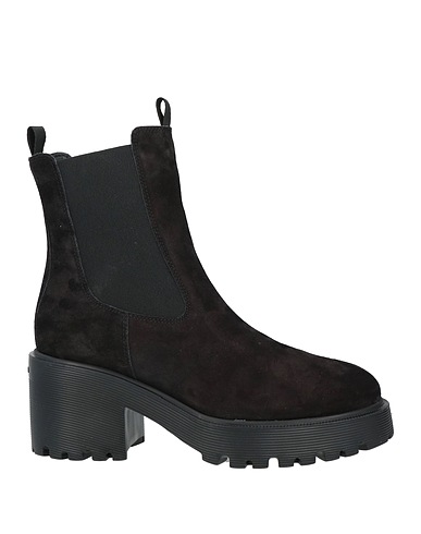 HOGAN Ankle boot Black Leather, Textile fibres