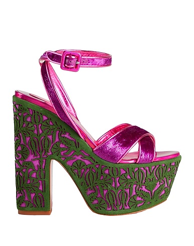 CHRISTIAN LOUBOUTIN Sandals Mauve Leather, Textile fibres