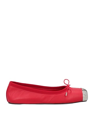 MCQUEEN Ballerine Rosso Pelle, Fibre tessili