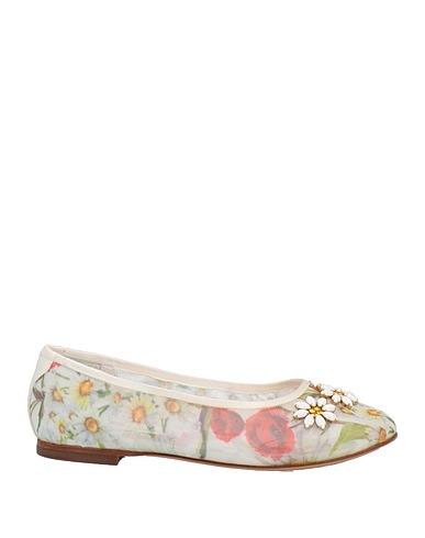 DOLCE&GABBANA Ballerines Blanc 50% Polyester, 30% Viscose, 20% Soie