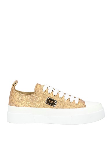 DOLCE&GABBANA Sneakers Gold 62% Calfskin, 27% Viscose, 5% Polyamide, 3% Polyester, 3% Acrylic