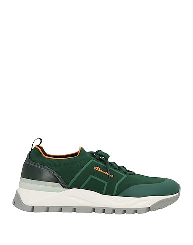 SANTONI Sneakers Green Textile fibres, Leather
