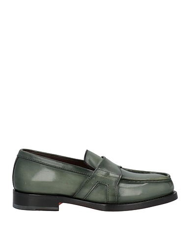 SANTONI Loafers Green Leather