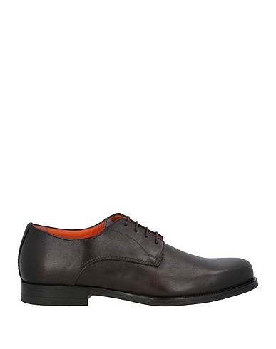 SANTONI Laced shoes Dark brown Leather