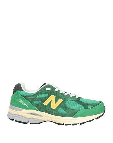 NEW BALANCE Sneakers Green Leather, Textile fibres