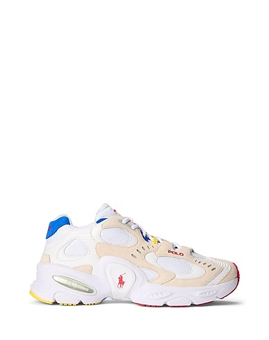 POLO RALPH LAUREN Sneakers White Leather, Textile fibres