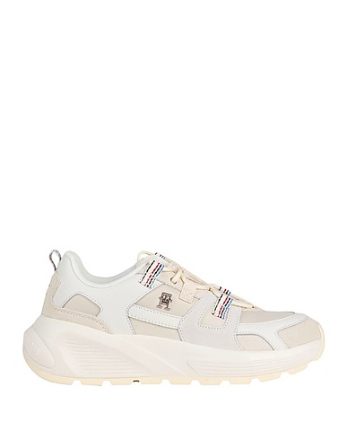 TOMMY HILFIGER Sneakers Cream Leather, Textile fibers