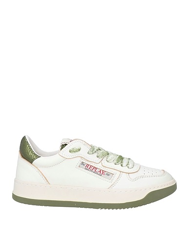 REPLAY Sneakers Military green Leather, Textile fibres