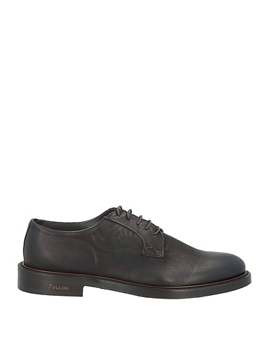 POLLINI Laced shoes Dark brown Leather