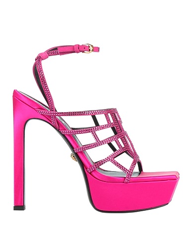 VERSACE Sandali Fucsia Pelle, Fibre tessili
