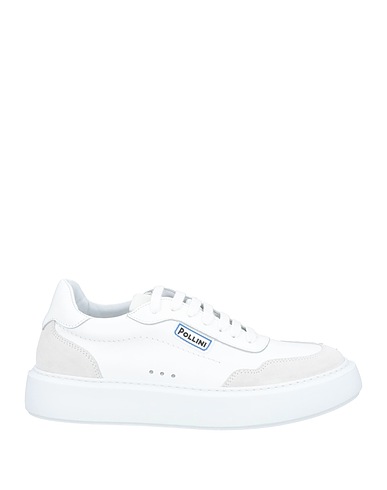 POLLINI Sneakers White Leather, Textile fibers