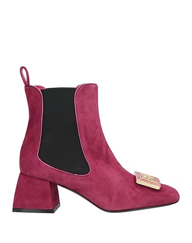 POLLINI Ankle boot Mauve Leather, Elastic fibres