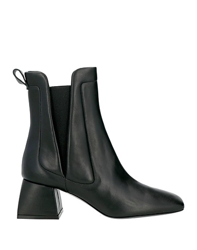 POLLINI Ankle boot Black Leather, Elastic fibres