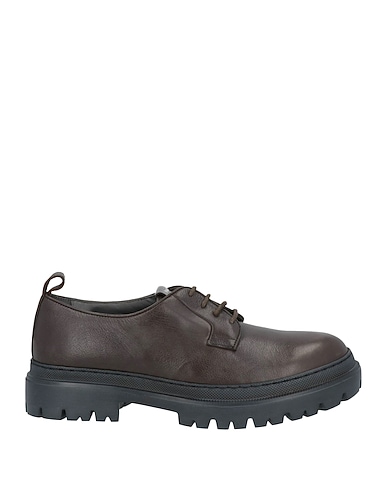 POLLINI Laced shoes Dark brown Calfskin