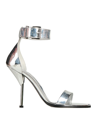 MCQUEEN Sandals Silver Textile fibers