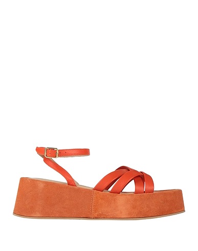 JANET & JANET Sandals Orange Leather