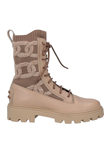 TOD'S Ankle boot Taupe Leather, Textile fibres