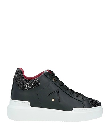 GAI MATTIOLO Sneakers Black Leather, Textile fibers