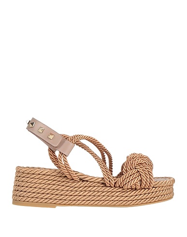 VALENTINO GARAVANI Espadrillas Sabbia Fibre tessili, Pelle