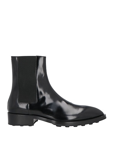 JIL SANDER Ankle boot Black Leather, Elastic fibres