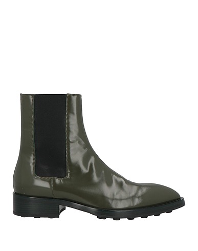 JIL SANDER Bottine Vert militaire Cuir, Fibres élastiques