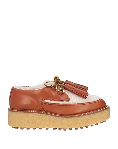 TOD'S Laced shoes Tan Shearling, Leather