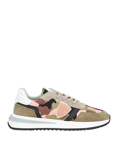 PHILIPPE MODEL Sneakers Khaki Leather, Textile fibers