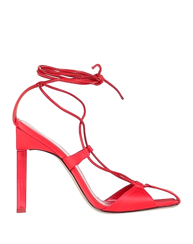 THE ATTICO Sandals Red Textile fibers, Leather