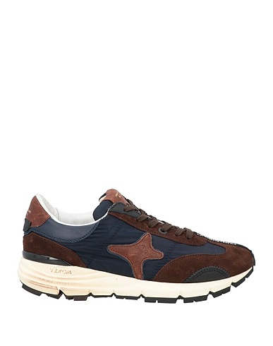 AMA BRAND Sneakers Dark brown Leather, Textile fibers