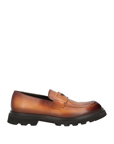 DOUCAL'S Loafers Camel Leather, Textile fibers