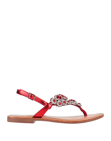 WOZ? Flip flops Red Leather, Textile fibres